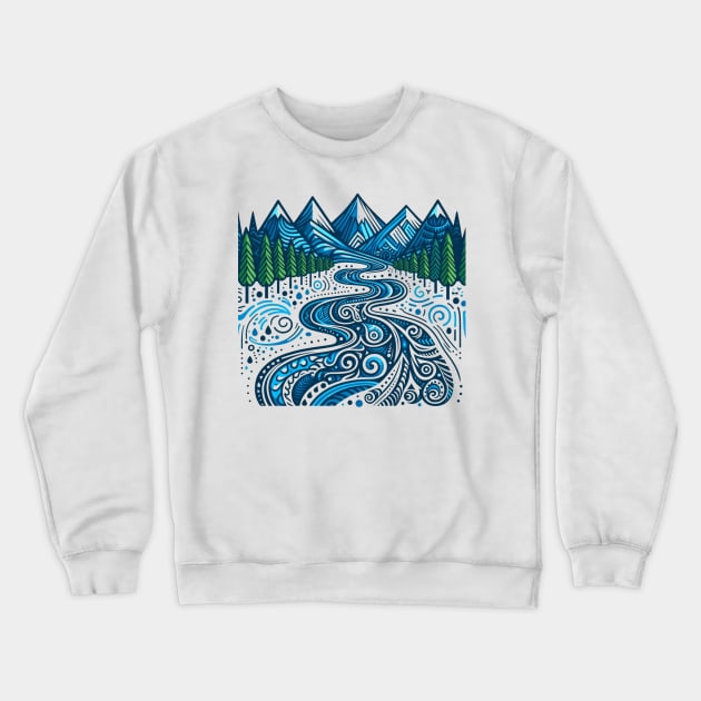 Tribal Mountains PNW Crewneck Sweatshirt by JohnTy